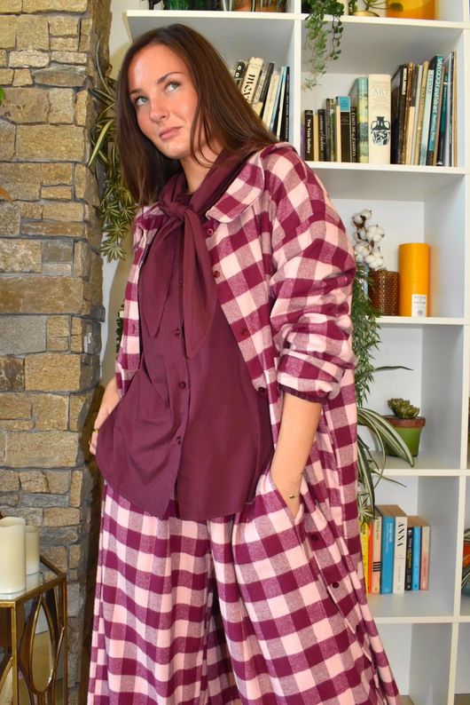 Paloma Tela Neckerchief Blouse Aubergine